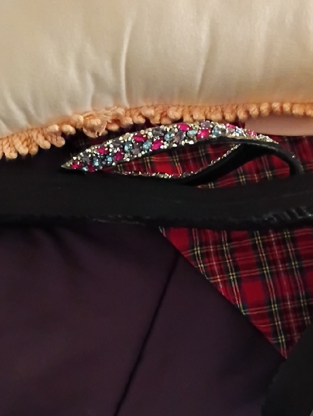 Skechers Women's Black Flip Flops with Multicolor Gem Straps - Picture 5 of 6